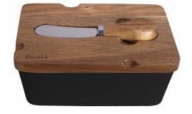 HUSLA HYGGE - Maselnica ceramiczna czarna z nożykiem