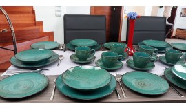 BOGUCICE Alumina Nostalgia Emerald (60 części) Serwis obiadowo kawowy dla 12 osób