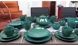 BOGUCICE Alumina Nostalgia Emerald (77 części) Serwis obiadowo kawowy dla 12 osób