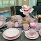 LUBIANA Daisy Różowe (60 części) Serwis obiadowy kawowy dla 12 osób